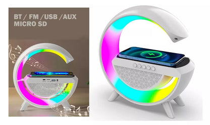 💡 Lámpara de Escritorio Multifuncional con Música 🎶, Carga Inalámbrica ⚡ y Efectos LED 🌈 - 10 Modos de Luz, Bluetooth 📱, Reloj Digital ⏰ y Despertador