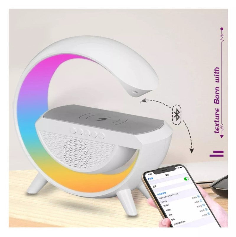 💡 Lámpara de Escritorio Multifuncional con Música 🎶, Carga Inalámbrica ⚡ y Efectos LED 🌈 - 10 Modos de Luz, Bluetooth 📱, Reloj Digital ⏰ y Despertador